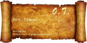 Orr Timon névjegykártya